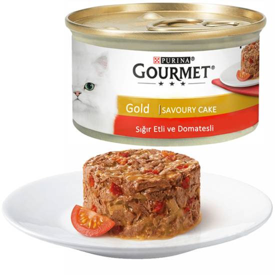 Gourmet Gold Savoury Cake Sığır Etli Domatesli Yetişkin Kedi Konservesi 85 G - 0