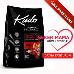 Kudo Cold Pressed Kırmızı Etli Sebzeli Orta ve Büyük Irk Yetişkin Açık Köpek Maması 1 KG